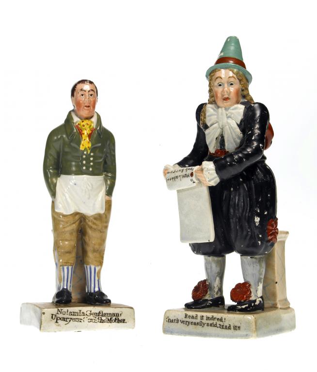 Appraisal: TWO PEARLWARE FIGURES OF JOHN LISTON - AS SAM SWIPES