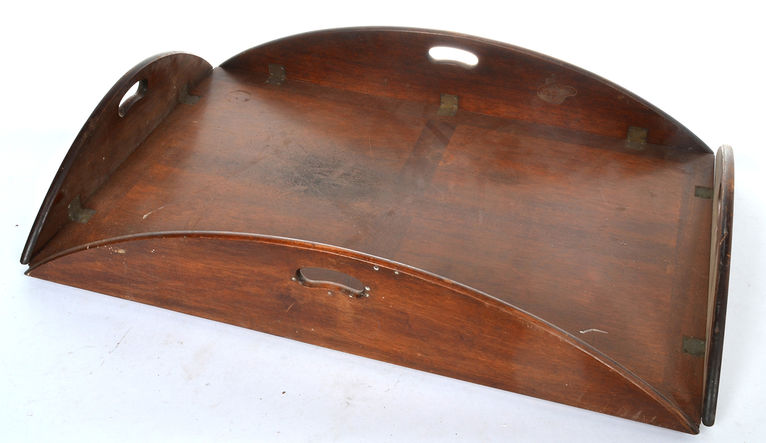 Appraisal: WOODEN SERVING TRAY WITH FOUR HANDLES