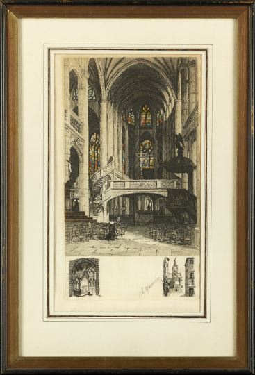 Appraisal: French School Second Quarter th Century Interior of the Cathedral