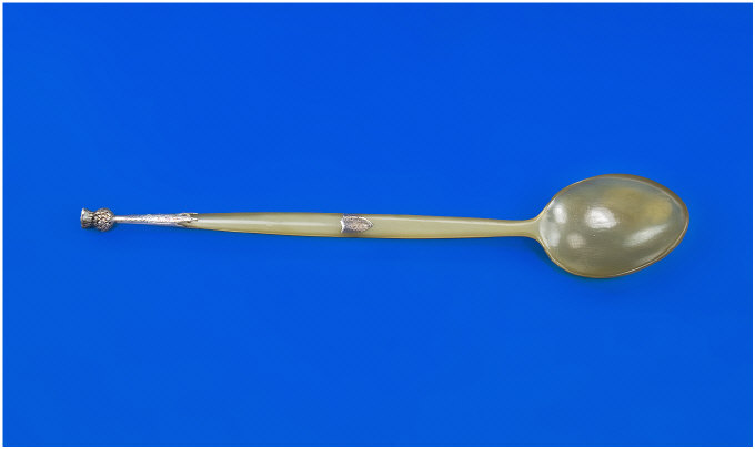 Appraisal: Silver and Horn Fruit or Preserve Spoon inches long Hallmarked