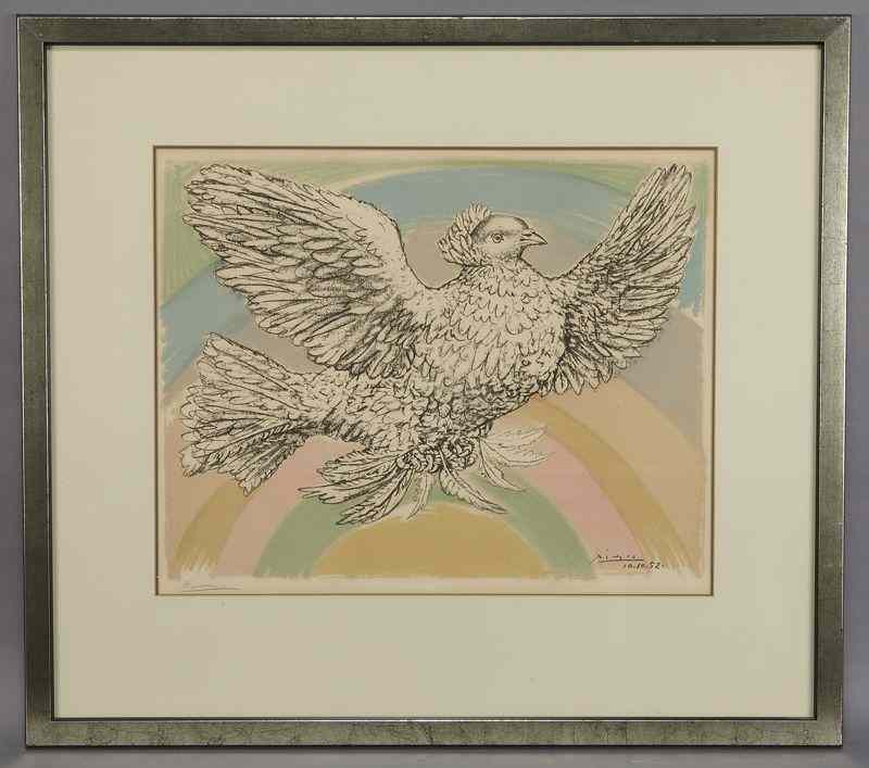 Appraisal: Pablo Picasso color lithograph ''Colombe volant A l'Arc-en-ciel '' from