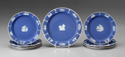 Appraisal: Seven Wedgwood plates all with cameo classical decoration on dark