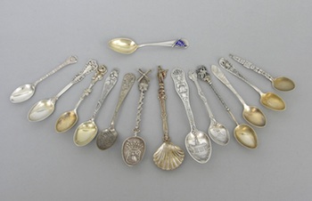 Appraisal: A Group of Fourteen Souvenir Spoons Various Makers Early to