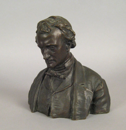 Appraisal: Edmond Thomas Quinn American - patinated bronze bust of Edgar