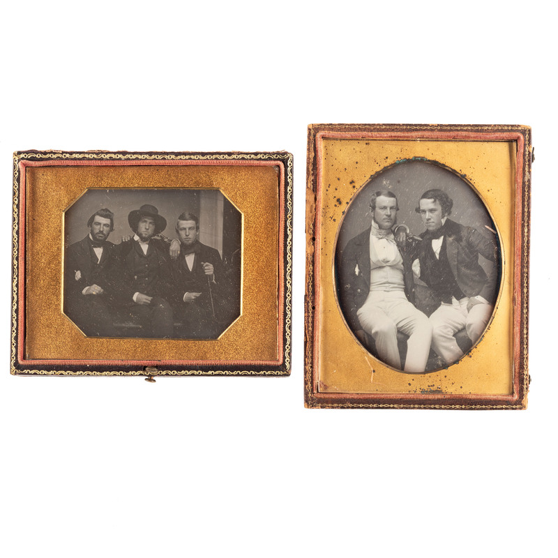 Appraisal: EARLY PHOTOGRAPHY - PORTRAITURE daguerreotypes of dashing gentlemen including portraits