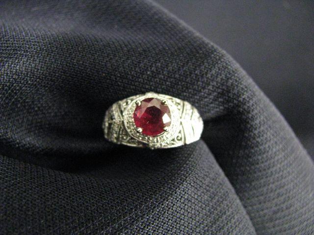 Appraisal: Ruby Diamond Ring rich round ruby weighing carat surrounded by