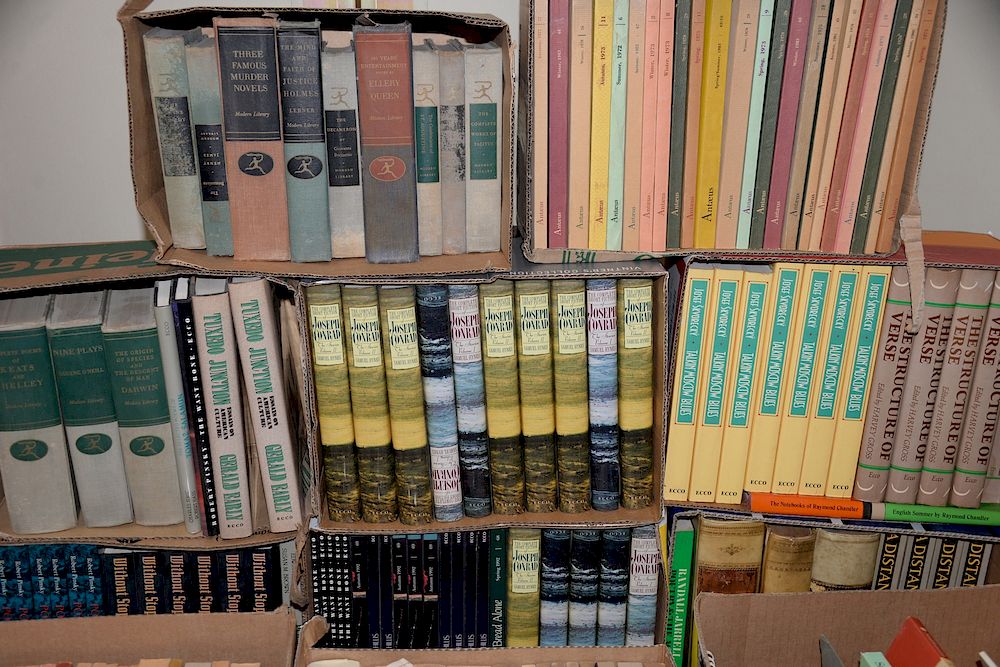 Appraisal: Large lot of books above and below table Large lot