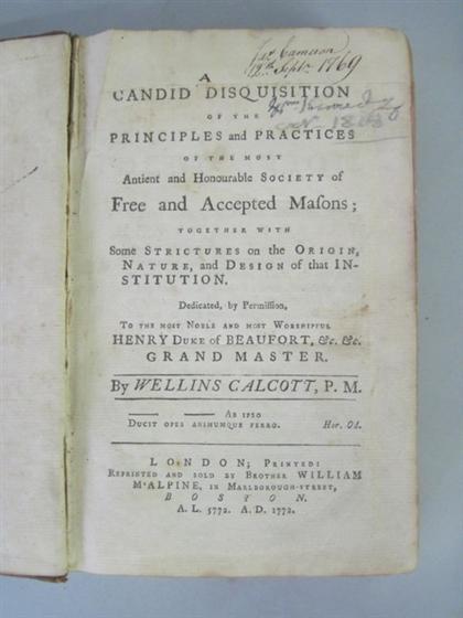 Appraisal: vol Calcott Wellins A Candid Disquisition of the Principles and