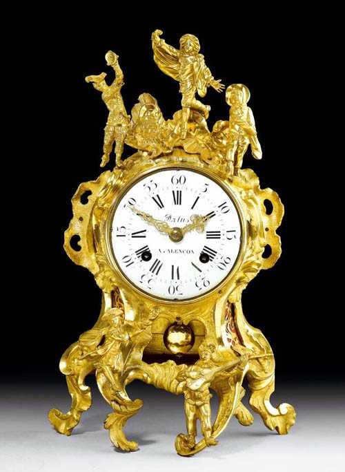 Appraisal: MANTEL CLOCK LA COMMEDIA DELL'ARTE Louis XV the dial and