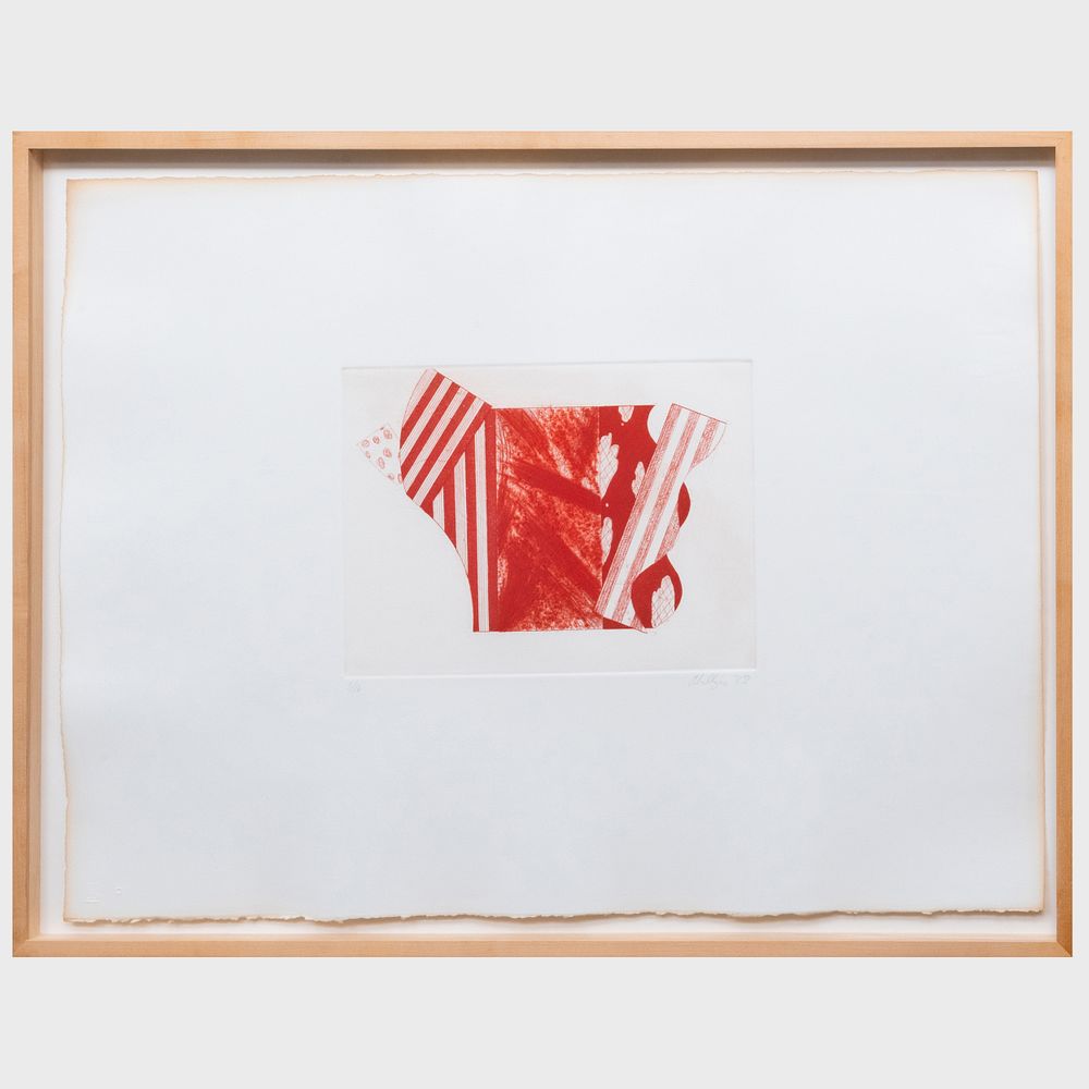 Appraisal: Jay Phillips - Untitled Etching and aquatint in red on