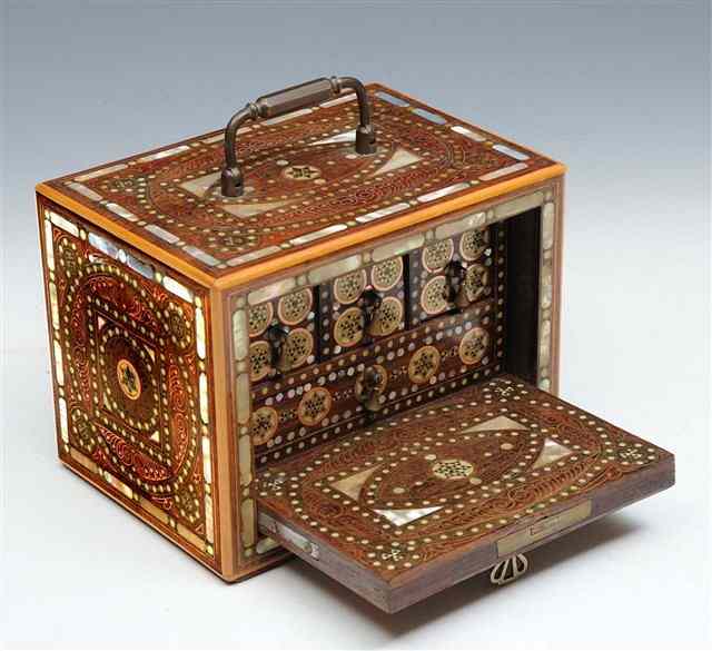 Appraisal: AN ISLAMIC MOTHER OF PEARL INLAID CASKET the interior fitted