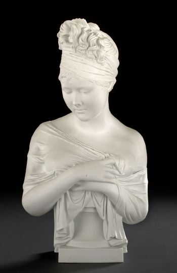 Appraisal: After Jean-Antoine Houdon French - French white biscuit porcelain bust