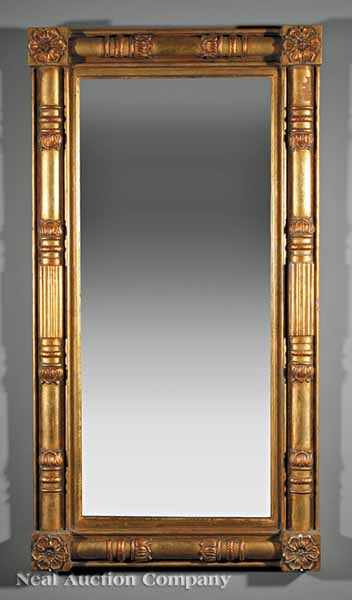 Appraisal: An American Classical Carved and Gilded Pier Mirror c rectangular