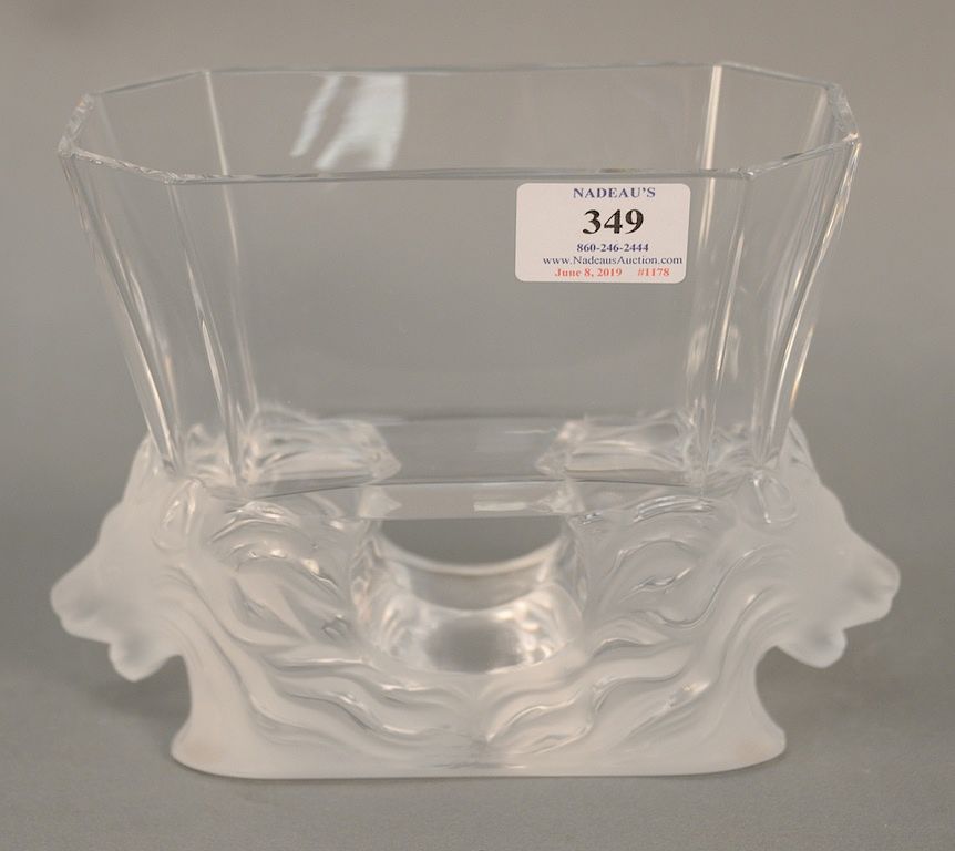 Appraisal: Lalique center dish with double lion heads marked Lalique France