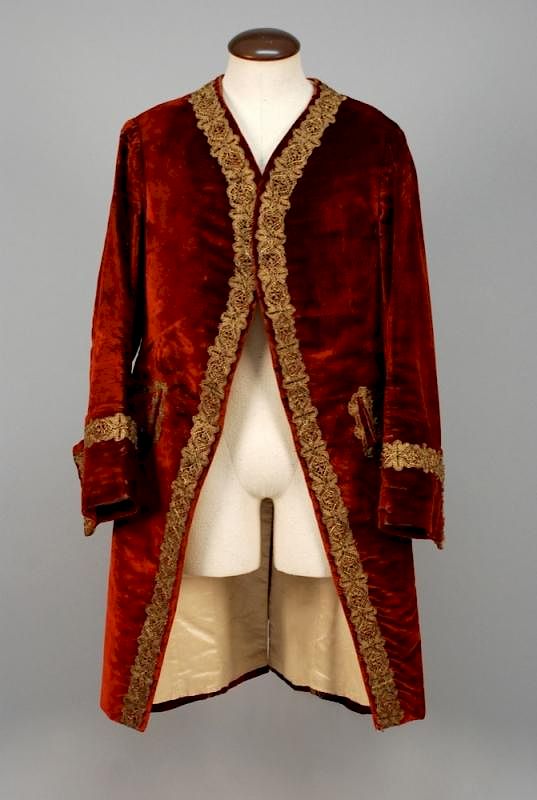 Appraisal: GENTS VELVET COAT with METALLIC GOLD LACE - Rust silk