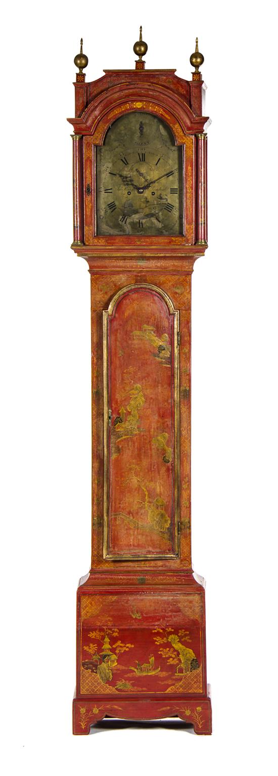 Appraisal: Sale Lot A George III Red Chinoiserie Lacquered Case Clock