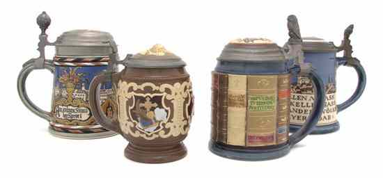 Appraisal: A Collection of Four Mettlach Steins each with lid and