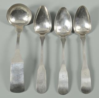 Appraisal: Snyder KY Coin Silver Ladle and Spoons Substantial Kentucky coin