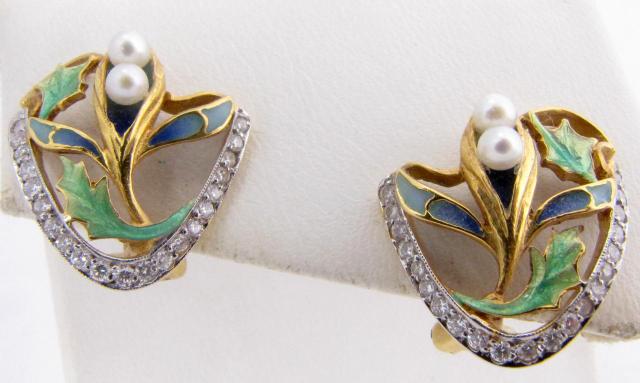 Appraisal: Pair of Masriera K yellow gold earrings with semi-precious stones