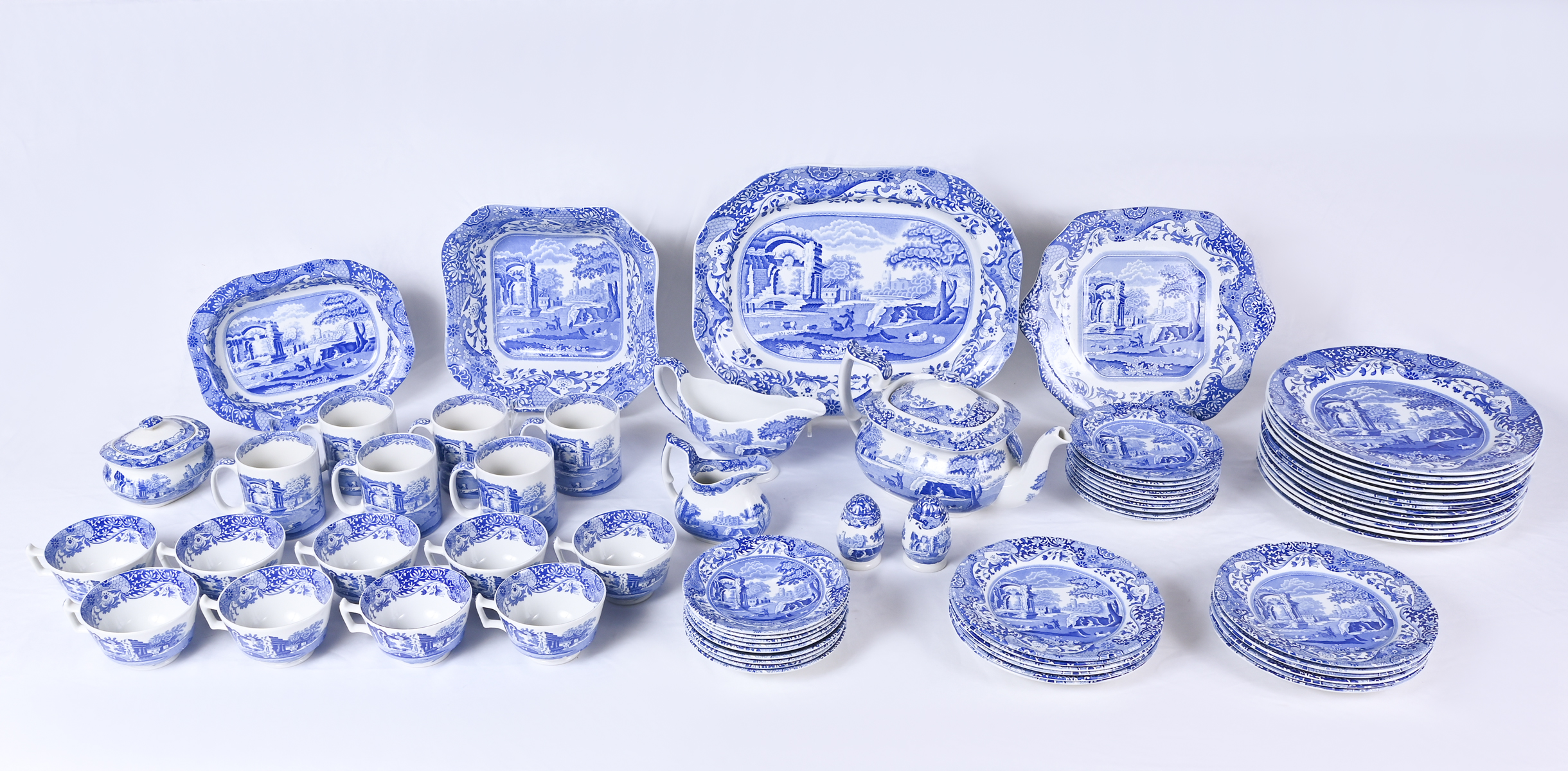 Appraisal: PC SPODE BLUE WHITE ''ITALIAN'' DINNERWARE Comprising - Dinner plates