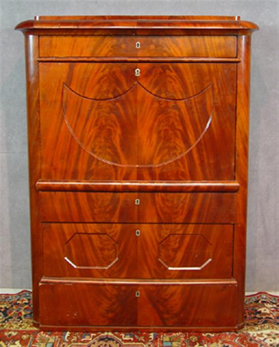 Appraisal: Secretaire a'Abbatant Circa Burl walnut and walnut veneer Drawer in