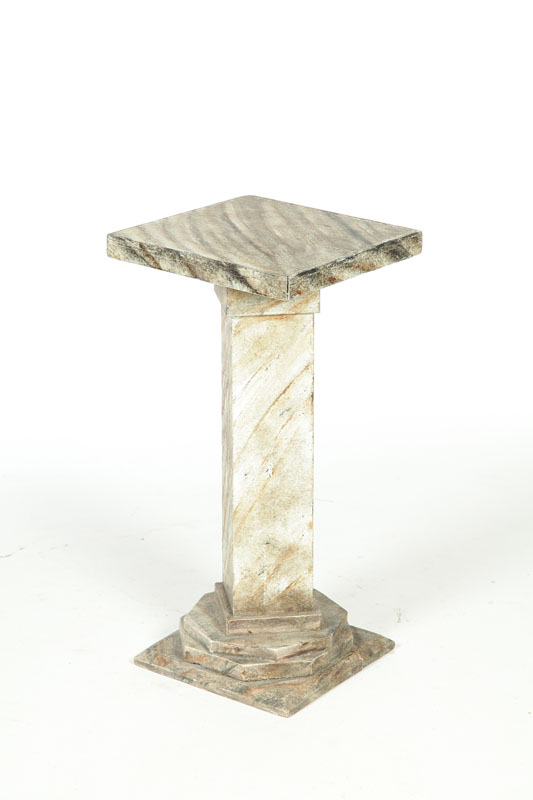 Appraisal: DECORATED PEDESTAL Probably American late th-early th century pine Square