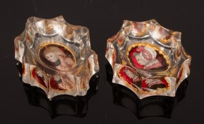 Appraisal: A pair of marriage glass trencher salts late th early