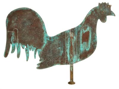 Appraisal: A cockerel copper weather vane cm high