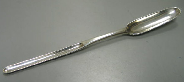 Appraisal: EBENEZER COKER LONDON English early Georgian silver marrow scoop monogrammed