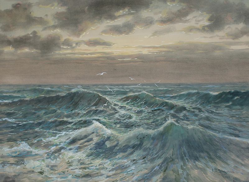 Appraisal: STIZMAN Edward American - Ocean Swells Watercolor in Gouache sight