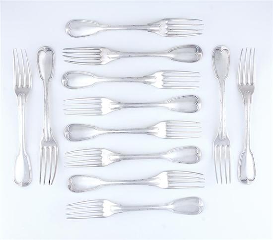 Appraisal: Fine set of French Empire silver forks Francois-Dominique Naudin Paris