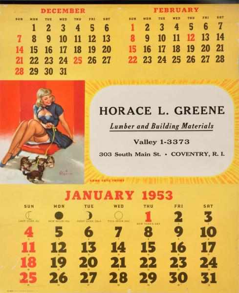 Appraisal: Elvgren -Page Pin Up Calendar Description Very clean bright and