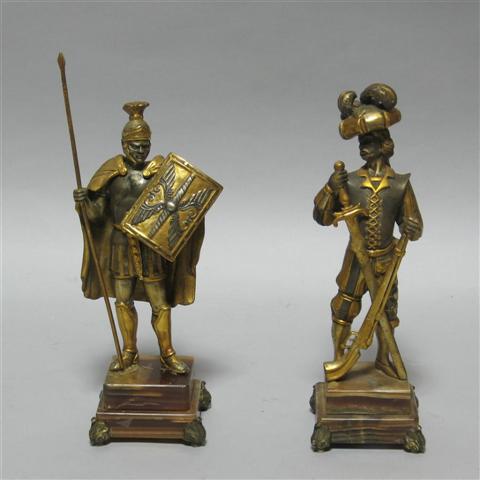 Appraisal: TWO ITALIAN GILT SILVERED METAL FIGURES Limited editions both vases