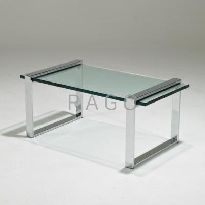 Appraisal: CHARLES HOLLIS JONES Coffee table USA s Chromed steel and