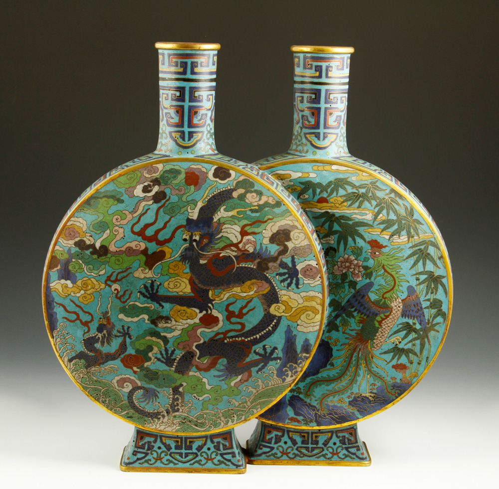 Appraisal: - Chinese Cloisonne Double Vase Cloisonne double vase China th