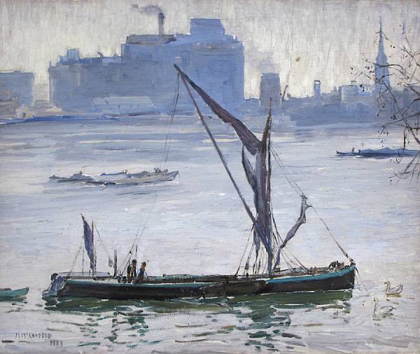 Appraisal: Mary McCrossan British - Thames barges signed and dated 'M