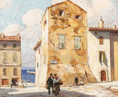 Appraisal: Gustave Vidal - St Tropez oil on canvas cm x