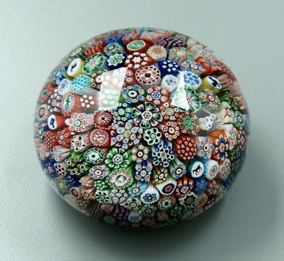 Appraisal: Baccarat paperweight closely packed millefiori paperweight multi-colored canes with stars