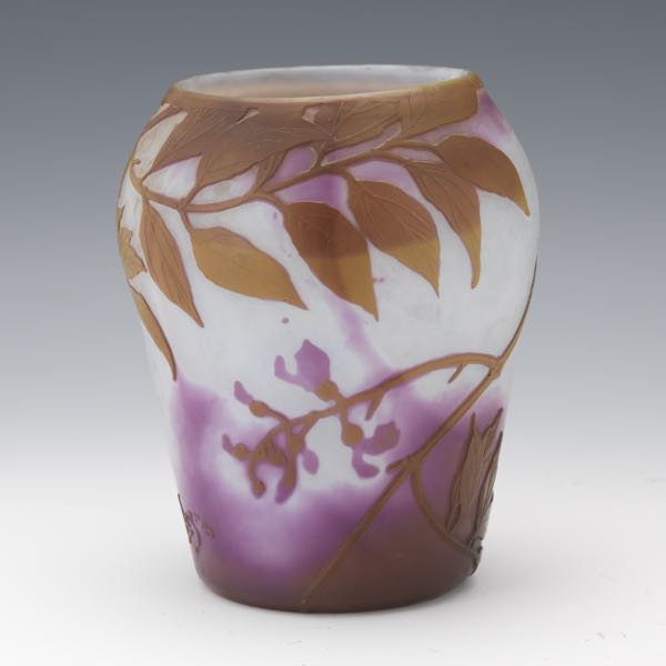 Appraisal: LEGRAS CAMEO CUT GLASS WISTERIA VASE x Legras Wisteria vase