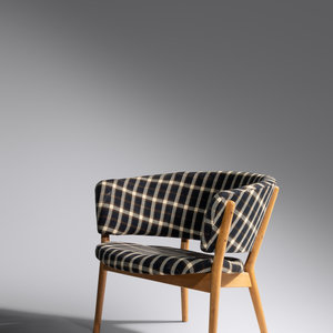 Appraisal: Nanna Ditzel - Lounge ChairKnud Willadsen Denmark oak upholstery H