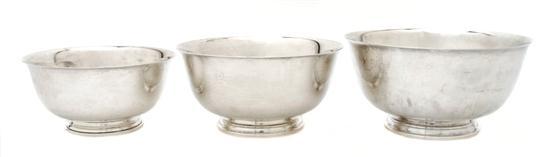 Appraisal: Group of Three Sterling Silver Bowls Tiffany Co in the