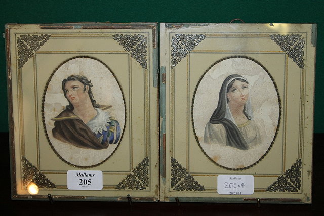 Appraisal: A pair of th Century Russian portrait miniature engravings in