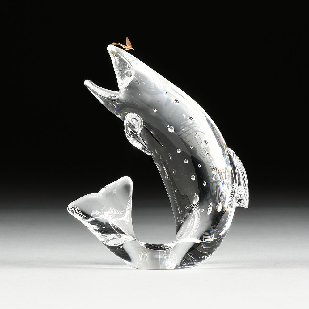 Appraisal: A STEUBEN CRYSTAL TROUT AND FLY SCULPTURE DESIGNER JAMES HOUSTON