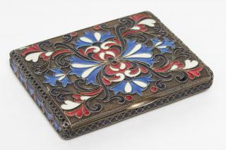 Appraisal: Soviet Russian Sterling Enamel Box th Century Small sterling and