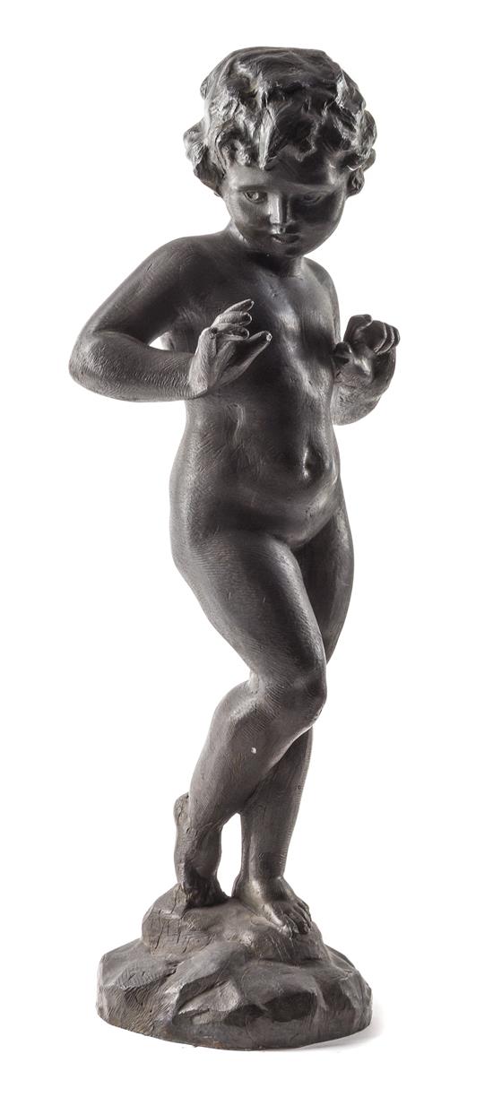 Appraisal: Sale Lot A Cast Lead Figure depicting a putto atop