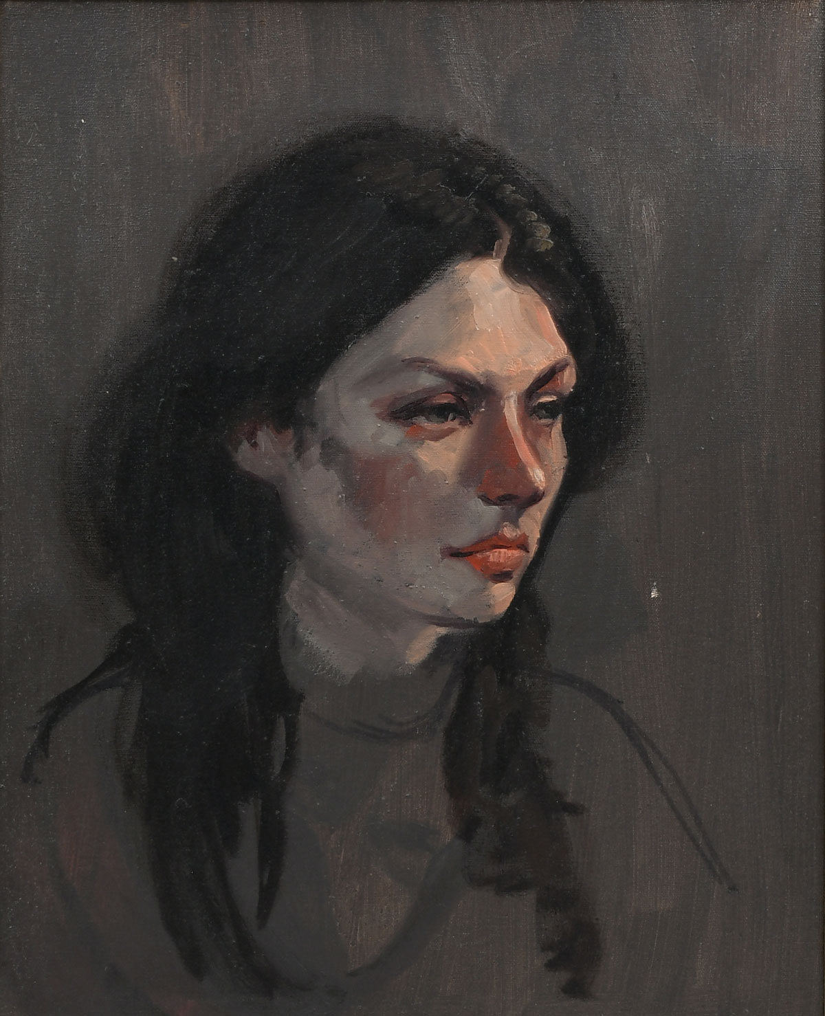 Appraisal: A GOOD INTENSE PORTRAIT PAINTING OF A BRUNETTE BEAUTY No