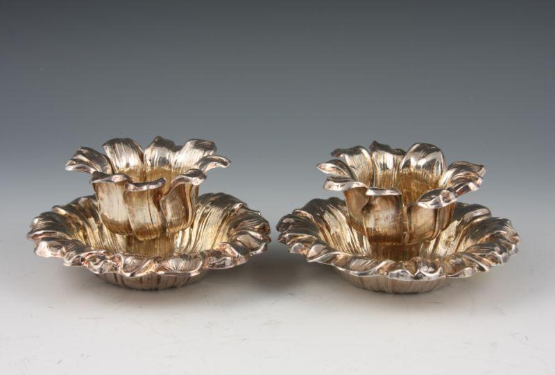 Appraisal: Pair of Tiffany Co Sterling Silver Candlesticks flower form with