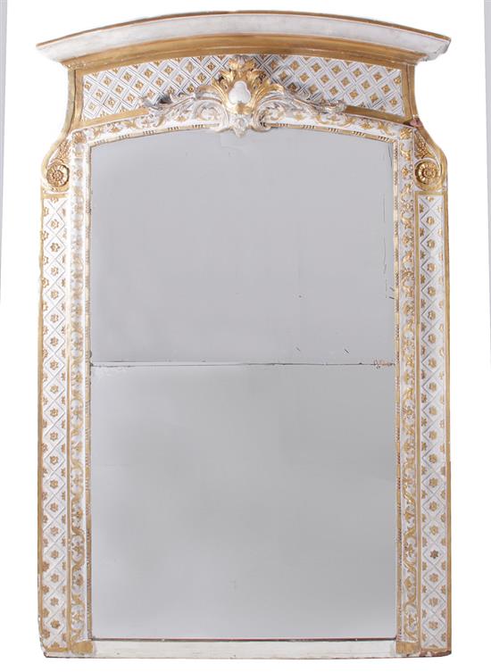 Appraisal: Louis XVI style parcel-gilt painted overmantel mirror early th century