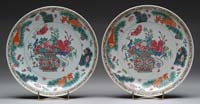 Appraisal: PAIR OF CHINESE EXPORT FAMILLE ROSE CIRCULAR DISHES Circa A