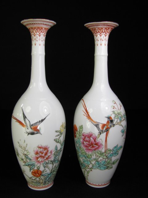 Appraisal: Pair of feather light matching Chinese eggshell porcelain vases with